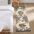 thumbnail image 1 of Black Floral Gold Background Bedroom Runner Rug 2'x 6' Non Slip Carpet Indoor Home Area Rug Living Room, 1 of 8