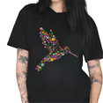 thumbnail image 1 of Black Floral Hummingbird Wildflower Print Tshirt Graphic Tees Shirts Nature Lover Bird Lover Botanical Gift Casual Tops S-5XL, 1 of 5