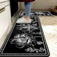 thumbnail image 1 of Black Floral Kitchen Rugs Set of 2 Cushioned Anti-Fatigue Kitchen Runner Rugs Non Slip Waterproof PVC Comfort Standing Kitchen Mats for Floor, Office, Home, Laundry, 17.3''''x28''''+17.3''''x47'''', 1 of 6