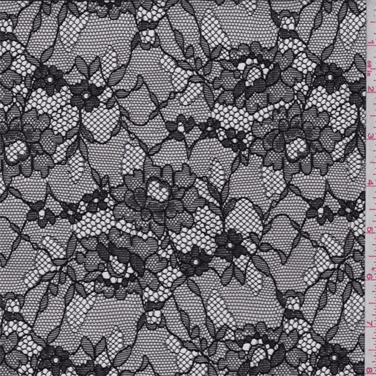 SALE Floral Lace Fabric 7865 Black, by the yard
