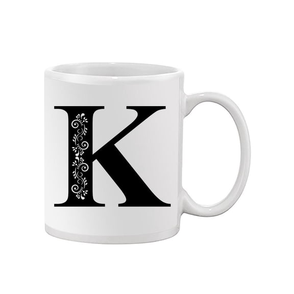 Black Floral Letter K Design Mug Unisex's -Image by Shutterstock