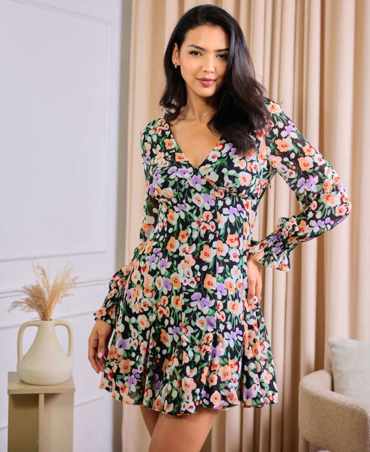 knee length dresses for ladies Faith Stripe Godet Mini Shirt Dress main image 1