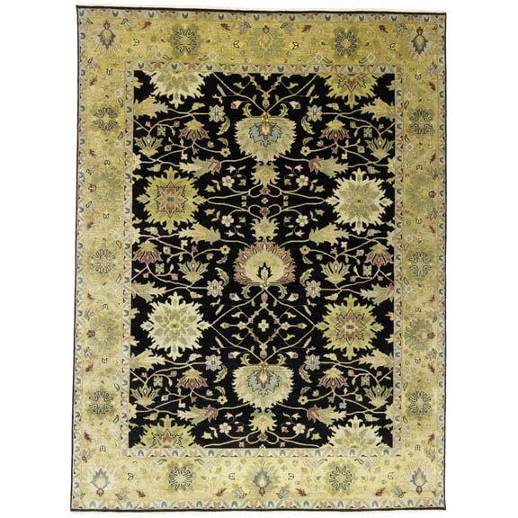 Black Floral Osh Chobi 9X12 Peshawar Oriental Rug