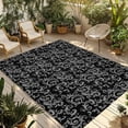thumbnail image 1 of Black Floral Outdoor Rug 5x8 Ft - Reversible Patio Rug Outdoor Camping Rugs, Vintage Farmhouse Abstract Flowers Pattern Indoor Outdoor Area Rugs, Non-Slip Outdoor Carpet Runner for Deck/Porch, 1 of 8