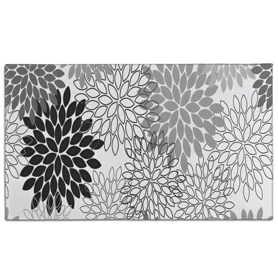 Black Floral and Petal Pattern Door Rugs,Washable Non Slip Door Mats Indoor,Decorative Door Mats,Entry Mat Indoor for Entrance,Bedroom,Kitchen,Bathroom,17"x30"