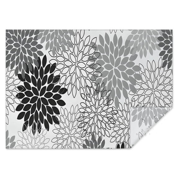 Black Floral and Petal Pattern Rectangle Tablecloth 60"x84",Waterproof Polyester Rectangle Table Cloth, Wipeable Spillproof Polyester Tablecloth for Dining, Camping, Indoor and Outdoor