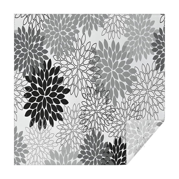 Black Floral and Petal Pattern Square Tablecloth,Waterproof Square Table Cover,Wipeable Spillproof Washable Table Cover for Home Kitchen Party Decor 60"x60"(152x152cm)