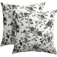 thumbnail image 1 of Black Floral Pillow Covers 18x18 Inch Set of 2 Black and Cream Chinoiserie Flower Outdoor Decorative Throw Pillows Vintage Rustic Toile Pillowcases Cushion Covers for Couch Home Decor, 1 of 6