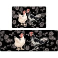 thumbnail image 1 of Black Floral Rooster Farmhouse Kitchen Rugs Set 2 Piece Colorful Seasonal Decorative Rug for Kitchen Low-Profile Floor Mats Decorations for Home Kitchen 17x48+17x30 Inches, 1 of 6