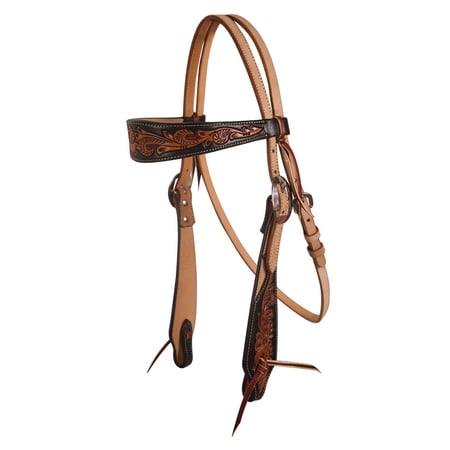 Black Floral Roughout Browband Headstall
