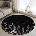 thumbnail image 1 of Black Floral Round Area Rug 3Ft Washable Small Circle Rugs for Kitchen Entryway, Elegant Pastoral Flowers Farmhouse Non-Slip Carpet Floor Mats Indoor Outdoor Carpet Runner Aesthetic Home Decor, 1 of 8