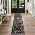 thumbnail image 1 of Black Floral Runner Rug 2x8ft - Boho Rug Pet Friendly Washable Kitchen Rugs - Ideal for Hallway, Entryway, Living Room, 1 of 7