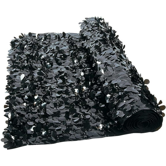 Black Floral Sheeting Backdrop for Weddings, 3 feet by 15 feet, Great for Weddings