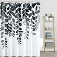 thumbnail image 1 of Black Floral Shower Curtain for Bathroom Black and White Eucalyptus Shower Curtain Watercolor Grey Leaves Shower Curtain Nature Botanical Bathroom Set Mens Flower Spring Plant Bath Decor 72x72, 1 of 6