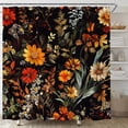 thumbnail image 1 of Black Floral Shower Curtain Vintage Flower Orange Boho Plant Bathroom Curtains Decor Fabric Set Include Hooks 54"W x 72"L (Pack of 1), 1 of 6