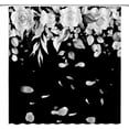 thumbnail image 1 of Black Floral Shower Curtain Vintage Flower Retro Bloosom Rose Peony White Gray Leaves Rustic Plant Chic Unique Woman Fabric Home Bathroom Decor Set with Hooks（36" WX70 H）, 1 of 3
