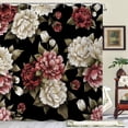thumbnail image 1 of Black Floral Shower Curtain, Watercolor Rose Flower Retro Leaves Peony Blossom Women Girl Bathroom Curtain Decor Waterproof Fabric Machine Washable with 12 PCS Hooks,72" Wx84 L, 1 of 6