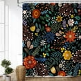 thumbnail image 1 of Black Floral Shower Curtain for Bathroom Flower Shower Curtain Dark Shower Curtains Colorful Unique Boho Shower Curtain Set with 12 Hooks, 72W x72 H, 1 of 6