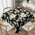 thumbnail image 1 of Black Floral Square Tablecloth 54x54 Inch Green Hydrangea Flower Table Cloth Spring Summer Holiday Table Covers Polyester Indoor Outdoor Farmhouse Tablecloths for Kitchen Dining Party, 1 of 6