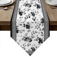thumbnail image 1 of Black Floral Table Runner Linen Burlap Table Runner 108 Inches Long Retro Flowers Leaves Farmhouse Greek Key Dresser Scarves for Kitchen Island Coffee Dining Room Party Wedding Holiday Decor 13"x108", 1 of 8