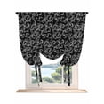 thumbnail image 1 of Black Floral Tie Up Curtains for Windows 54 Inch Length Balloon Curtains Kitchen Adjustable Balloon Window Shade Vintage Farmhouse Abstract Flowers Pattern Tie Up Bathroom Curtain Window 42"x54", 1 of 6
