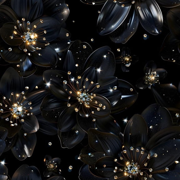 Black Floral Wallpaper 17.71" X 118.1" Peel and Stick Wallpaper Vinyl Waterproof Wall Paper Removable Self-Adhesive Wall Contact Paper for Kitchen Corridors and Wardrobes