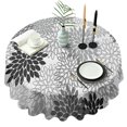 thumbnail image 1 of Black Floral and Petal Pattern Round Tablecloth 60"x60",Wrinkle Wipeable Table Cloth for Kitchen Dining Room Picnic Patio Party, 1 of 6