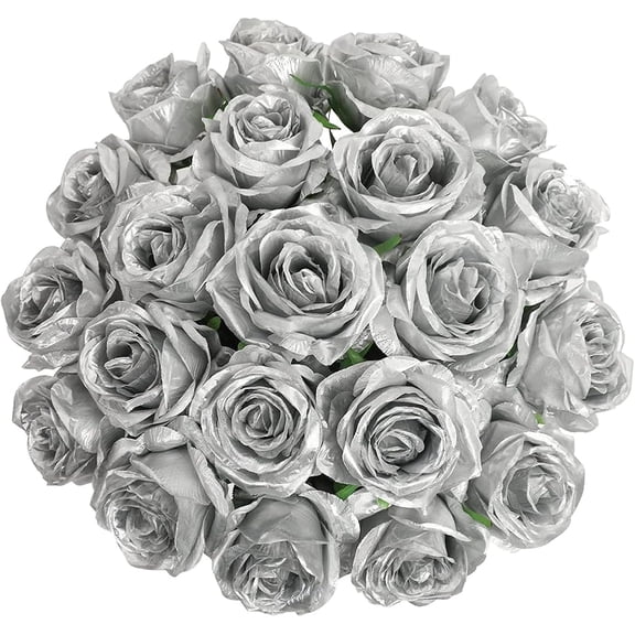 Black Flower Artificial Roses Flowers, Realistic Blossom Roses Real Touch Silk Rose Single Fake Flower Long Stem Bouquets for Home Decor Wedding Party Ceremony Funeral (10Pcs, Black)