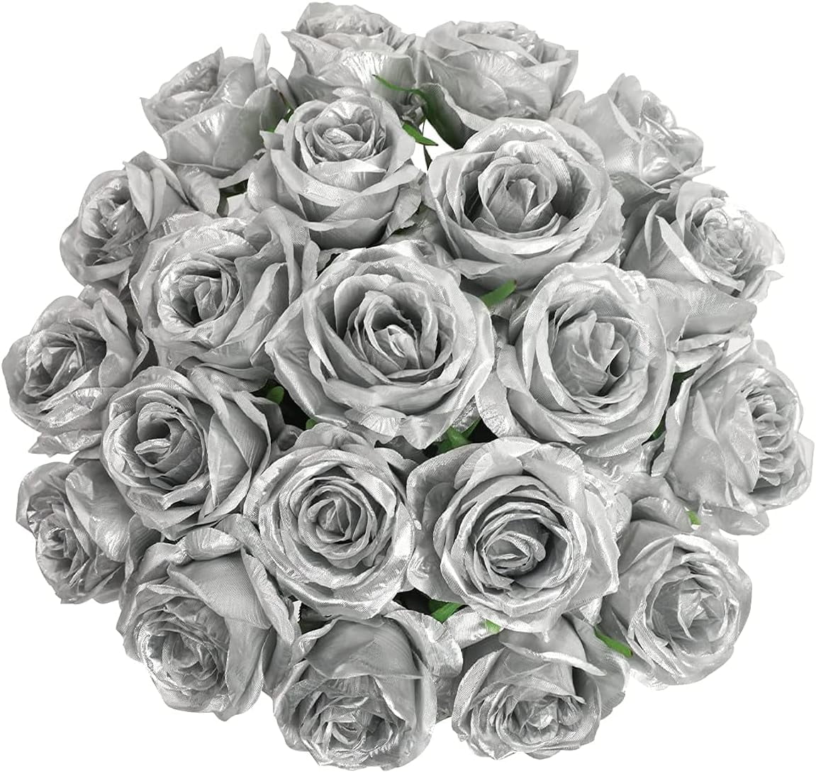 Black Flower Artificial Roses Flowers, Realistic Blossom Roses Real Touch Silk Rose Single Fake Flower Long Stem Bouquets for Home Decor Wedding Party Ceremony Funeral (10Pcs, Black)