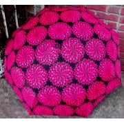 Black Flower Bloom Compact Umbrella- Auto Open/close