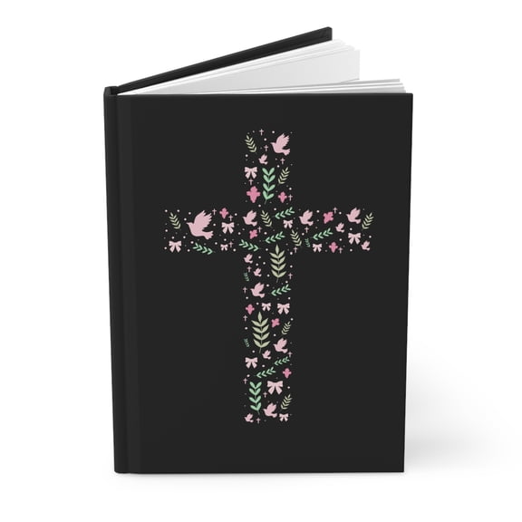 Black Flower Cross Hard Cover Journal