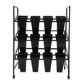 thumbnail image 1 of Black Flower Display Stands with 12 Buckets, 3 Layers Flower Stand with Wheels, Moving Plant Stand Flower Cart Shelf for Indoor Outdoor Patio Garden, Florists, Living Room, 1 of 14