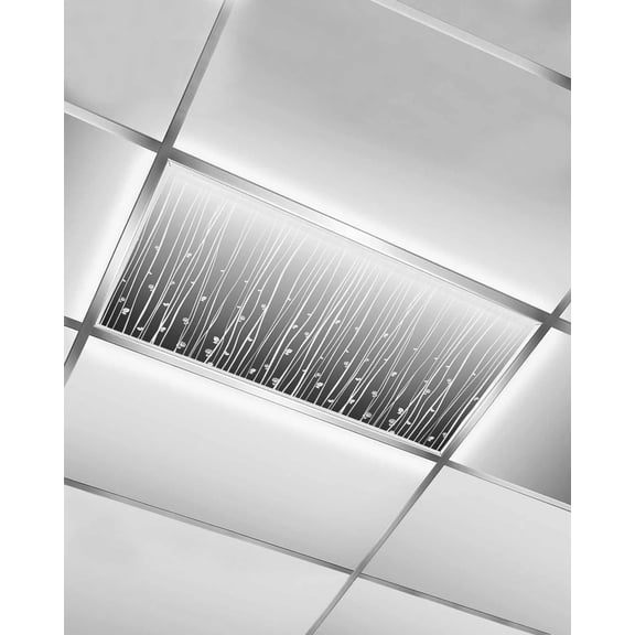 Black Flower Fluorescent Light Covers for Ceiling Lights 4x2 feet,1 Pack Magnetic Light Filters for Classroom,Geometric Stripes Gradient Simple Branch Fluorescent Light Shade Panel for Office School