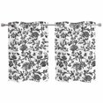 thumbnail image 1 of Black Flower Kitchen Curtains Small Short 39 Inch Length, Vintage Farmhouse Boho Leaf Spring Plant Grommet Top Bedroom Living Room Curtains, Light Filtering Cafe Curtain Drapes 2 Panels Set 55''x39'', 1 of 9