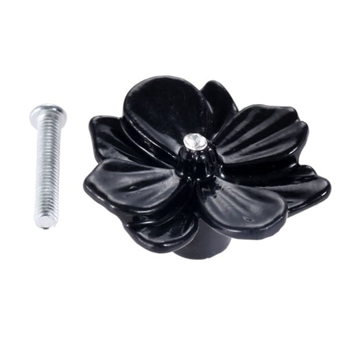Black Flower Knob w/screw Vintage Alloy Single Hole Furniture Handle Rose Pull Cabinet Door Cupboard Drawer Kitchen 41mm*37mm