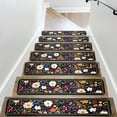 thumbnail image 1 of Black Flower Non-Slip Stair Treads - Indoor Stair Runners for Wooden Steps Safety Mats for Pets, Kids, and Elders 30X8 inch Slip Resistant Stair Rugs with Rubber Backing, 1 of 6