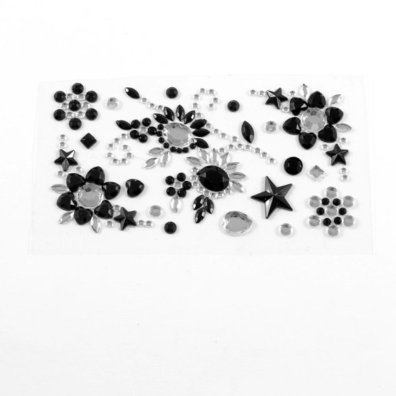 Black Flower Style Faux Crystal 3D Jewelry Seal Sticker Ornament for MP5 Phone