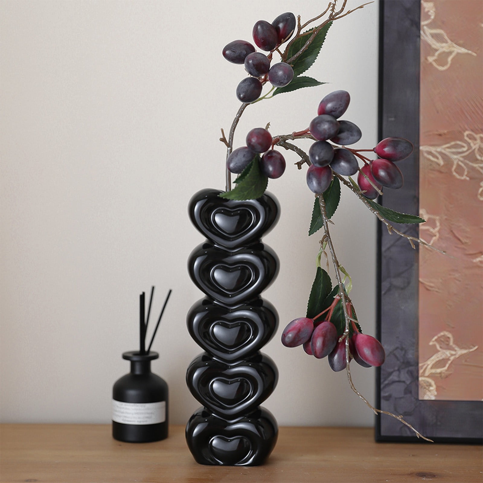 Black Flower Vase- Ceramic Vase for Decor,Modern Vases, for Living Room Kitchen Mantle Bedroom ...