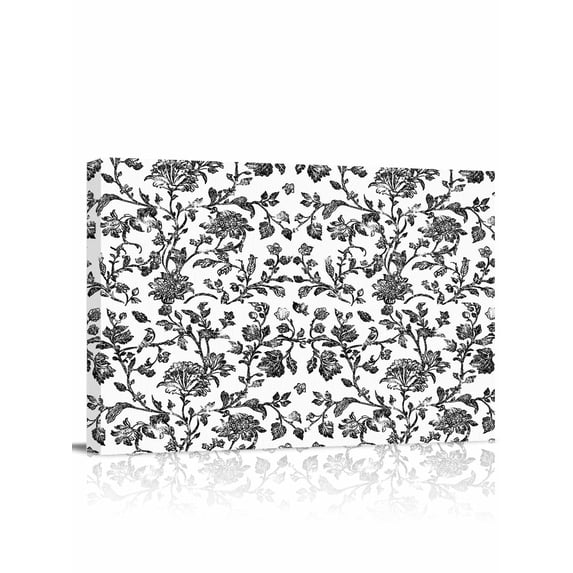 Black Flower Wall Art for Living Room,Canvas Picture Wall Decor for Bathroom Bedroom,Vintage Farmhouse Boho Leaf Spring Plant Painting Artwork for Office Kitchen Hallway Dining Room Decor 20"x24"