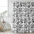 thumbnail image 1 of Black Flower Waterproof Shower Curtain, Extra Large 72"x96" Washable Polyester Fabric Shower Curtains for Bathroom, Vintage Farmhouse Boho Leaf Spring Plant Decorative Bathtub Curtain Sets with Hooks, 1 of 9