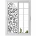 thumbnail image 1 of Black Flower Window Privacy Film, Vintage Farmhouse Boho Leaf Spring Plant Static Cling UV Sun Blocking Heat Control Window Tint Day and Night,Non-Adhesive One Way Windows Privacy Cover 17.7''x78.7'', 1 of 7