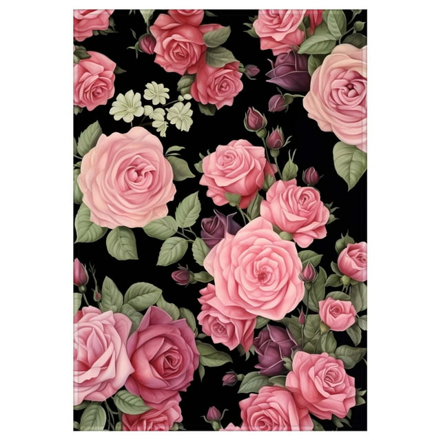 Black Flowers Blanket Super Soft Flannel All Season Lightweight Living