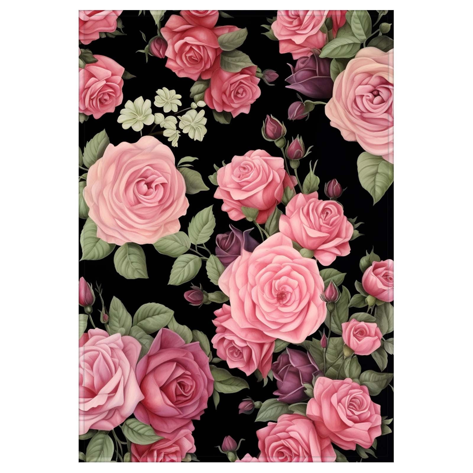 Black Flowers Blanket Super Soft Flannel All Season Lightweight Living