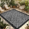 thumbnail image 1 of Black Flowers Outdoor Rug for Patio/Deck/Porch, Non-Slip Large Area Rug 3 x 5 Ft, Spring Floral Farmhouse Retro Art Indoor Outdoor Rugs Washable Area Rugs, Reversible Camping Rug Carpet Runner, 1 of 8