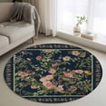 thumbnail image 1 of Black Flowers Round Area Rug 3Ft Washable Small Circle Rugs for Kitchen Entryway, Spring Floral Elegant Pastoral Vintage Non-Slip Carpet Floor Mats Indoor Outdoor Carpet Runner Aesthetic Home Decor, 1 of 8