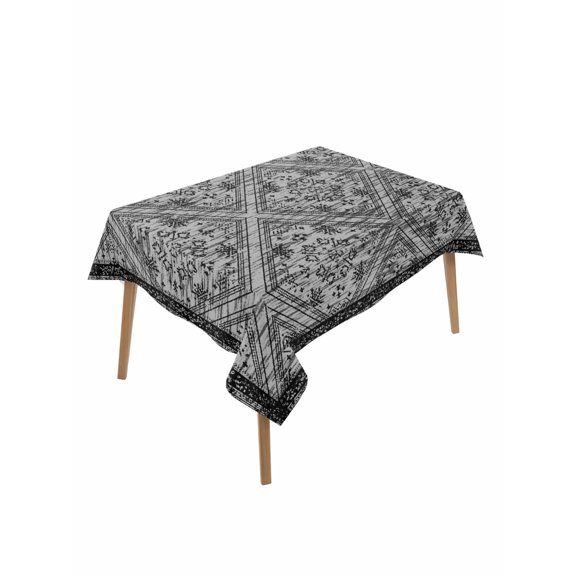 Black Flowers Table Cloth, Waterproof Tablecloth for Rectangle Tables, Spring Floral Farmhouse Retro Art Reusable Washable Fabric Table Cover for Restaurant Kitchen Dining Tables 52"x70"