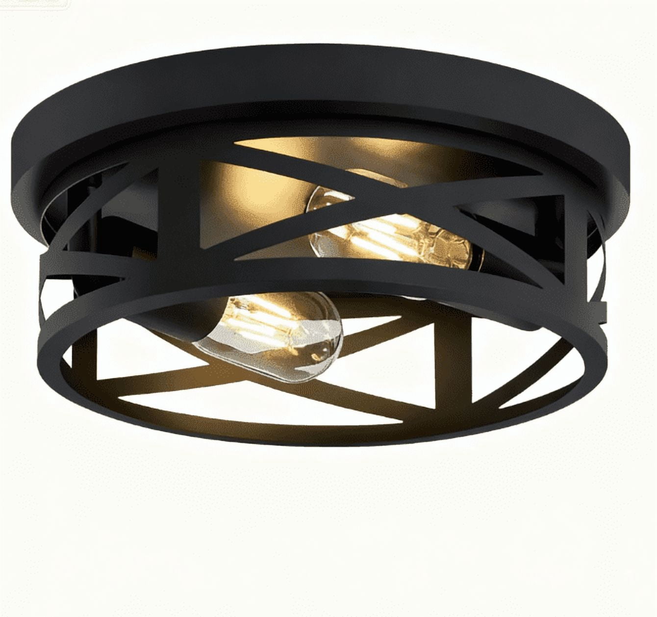 Photo inspiration: Industrial Farmhouse Metal Lighting Reference: Black Flush Mount Ceiling Light Industrial Farmhouse Metal Cage Black