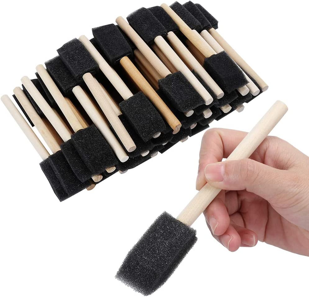Black Foam Brush, Foam Brush Light Weight Long Time Use Easy To Hold with  Beveled Sponge Tip for Paint Pigments and Other Media