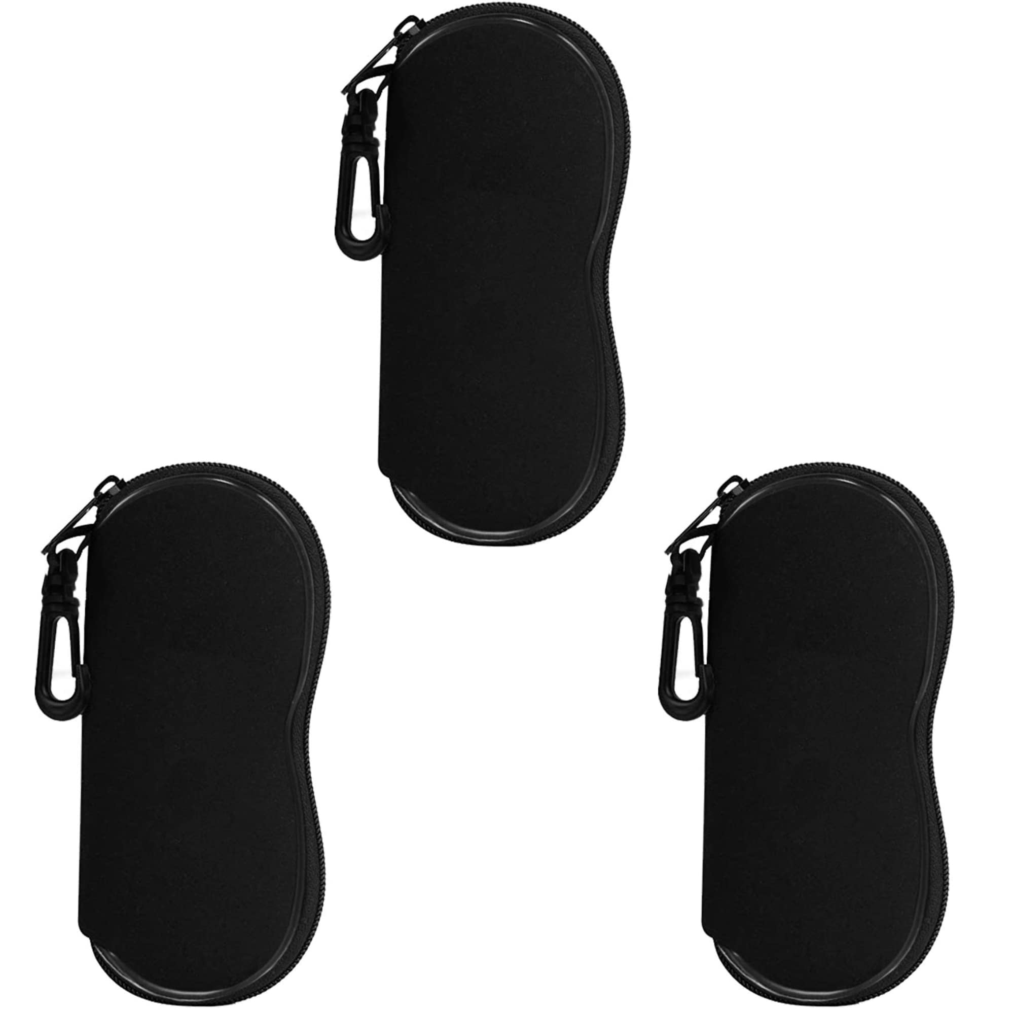 Black Foam Eyeglass Case with Zipper and Belt Clip, Foam, All Age