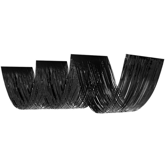 Black Foil Fringe Garland Streamer, Shiny Hanging Banner for Wedding Birthday New Year Party Wall & Ceiling Decor